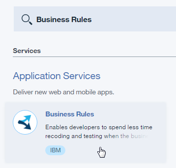 Bluemix Business Rules service